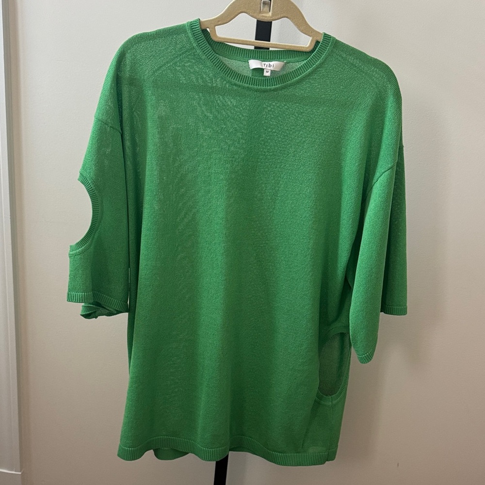 Tibi Green Short Sleeve Tee